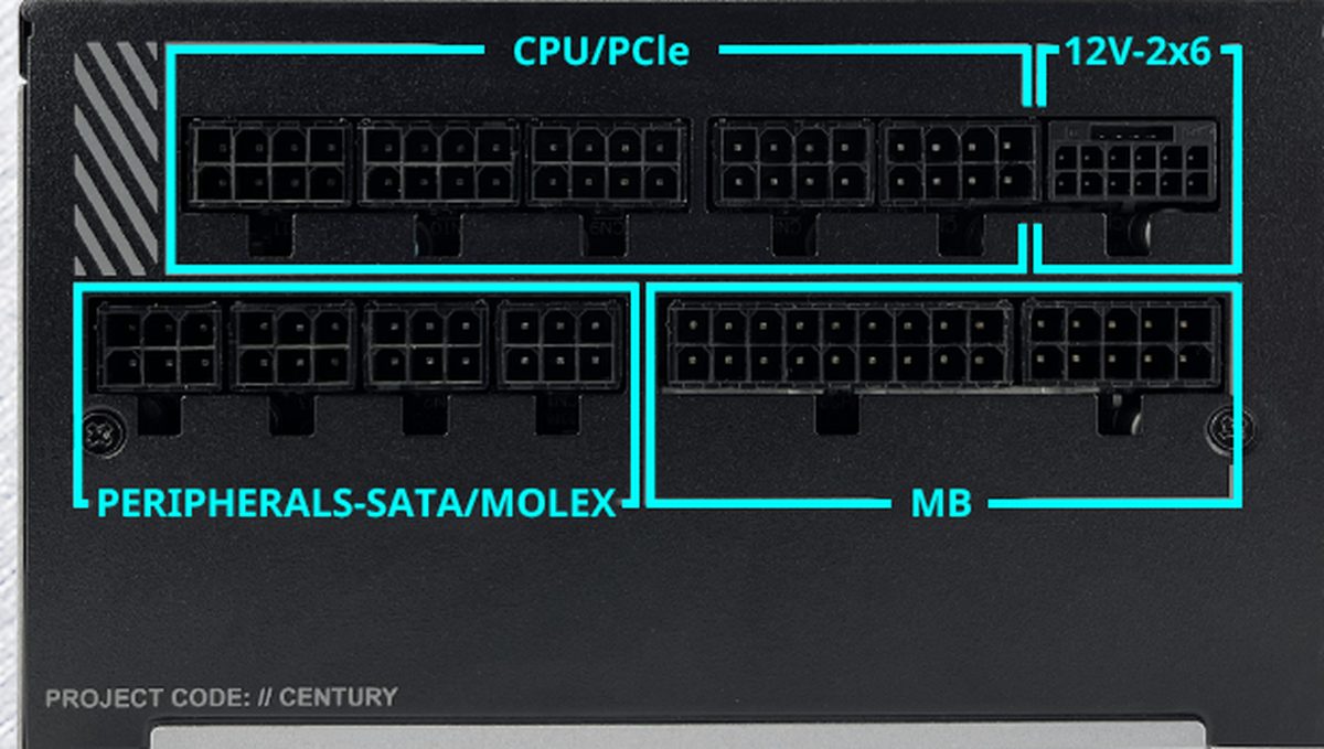 Модульная панель Montech Century II 850W с разъёмом 12V-2x6