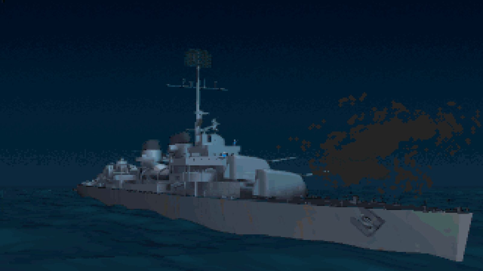 Крейсер ведёт огонь ночью в Task Force 1942